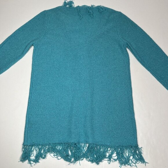 C.l.o.t.h.e.s Women's Fringe Lightweight Cardigan Sweater Teal Blue Size M Flaw - Picture 9 of 11